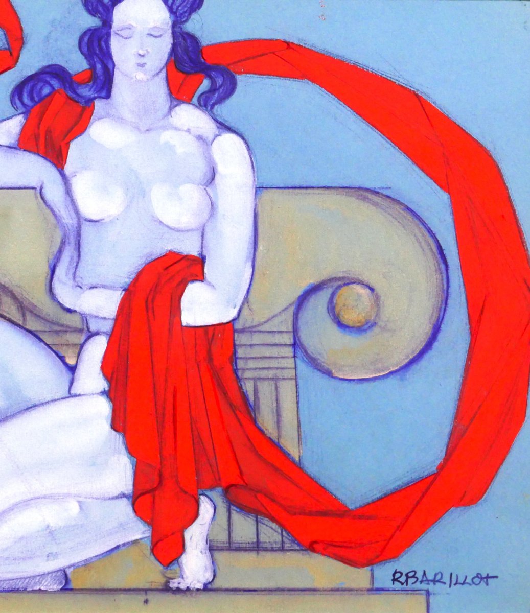 Robert Barillot 1921-2001 Nude Woman, Drawing, 1940-50 Valenciennes Nord Painting Architecture-photo-4