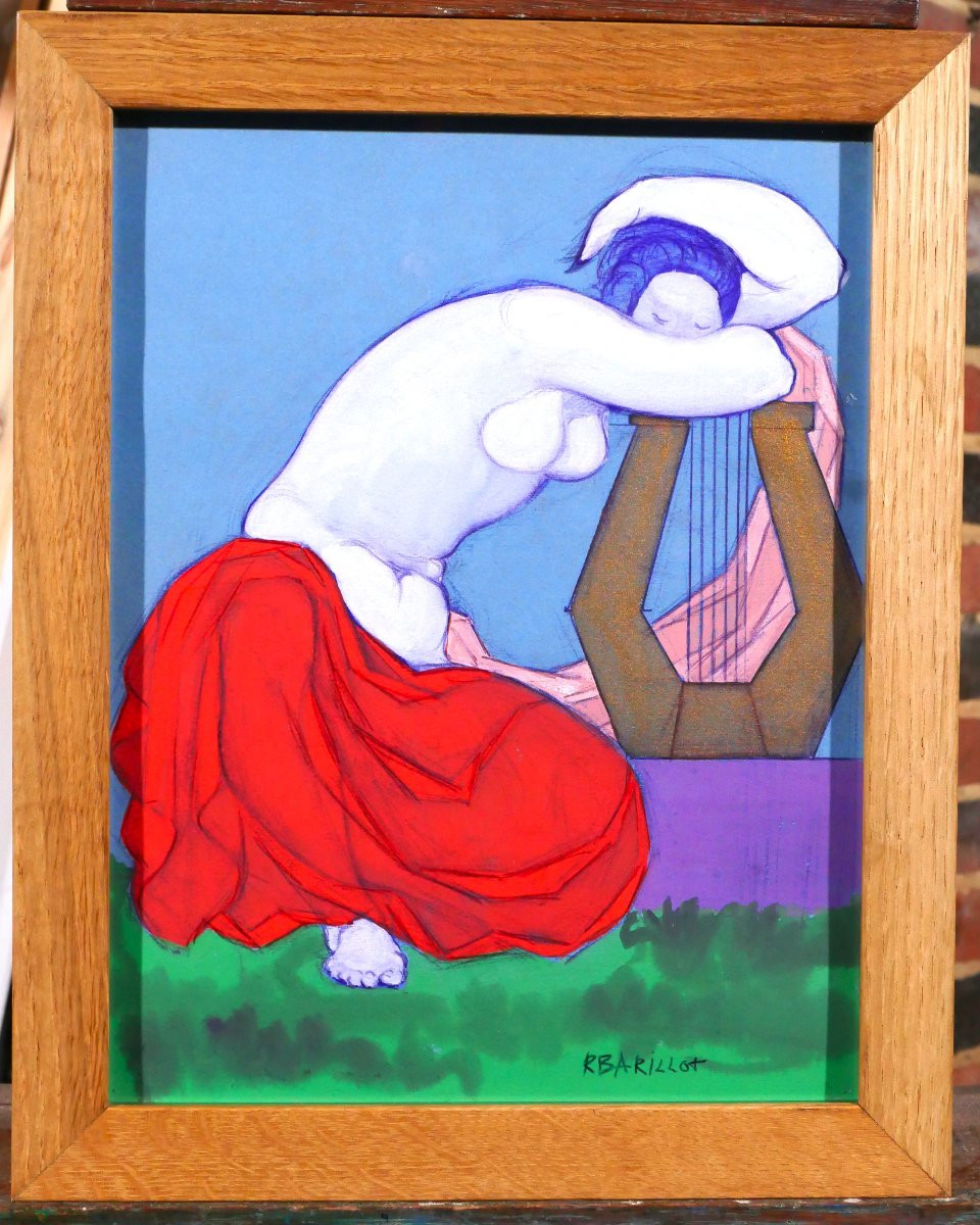 Robert BARILLOT 1921-2001 Femme nue, dessin, vers 1940-50 Valenciennes Nord tableau musique-photo-2