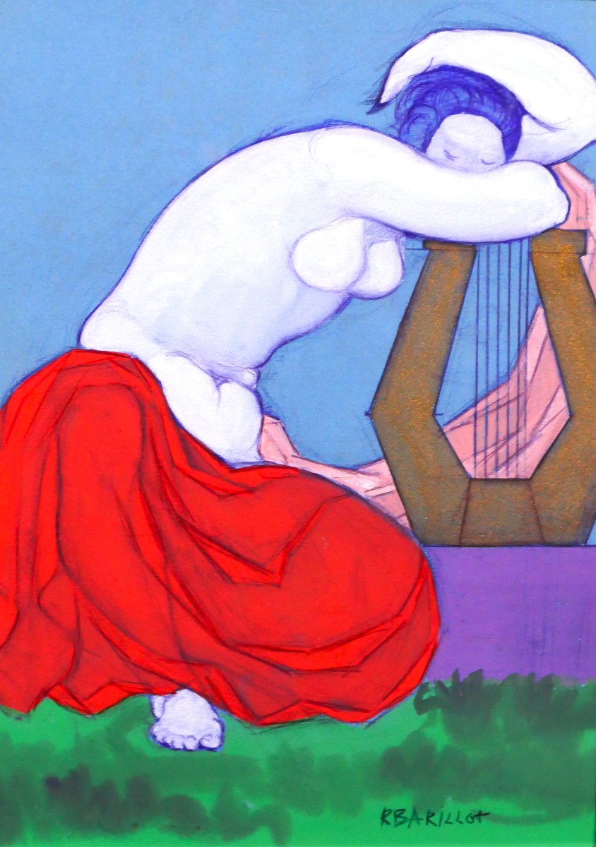 Robert BARILLOT 1921-2001 Femme nue, dessin, vers 1940-50 Valenciennes Nord tableau musique