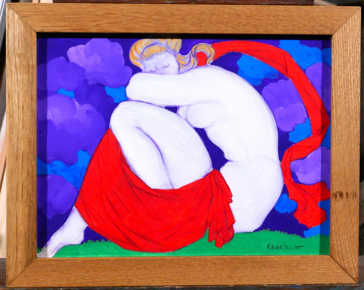 Robert BARILLOT 1921-2001 Femme nue, dessin, vers 1940-50 Valenciennes Nord tableau sculpture-photo-2