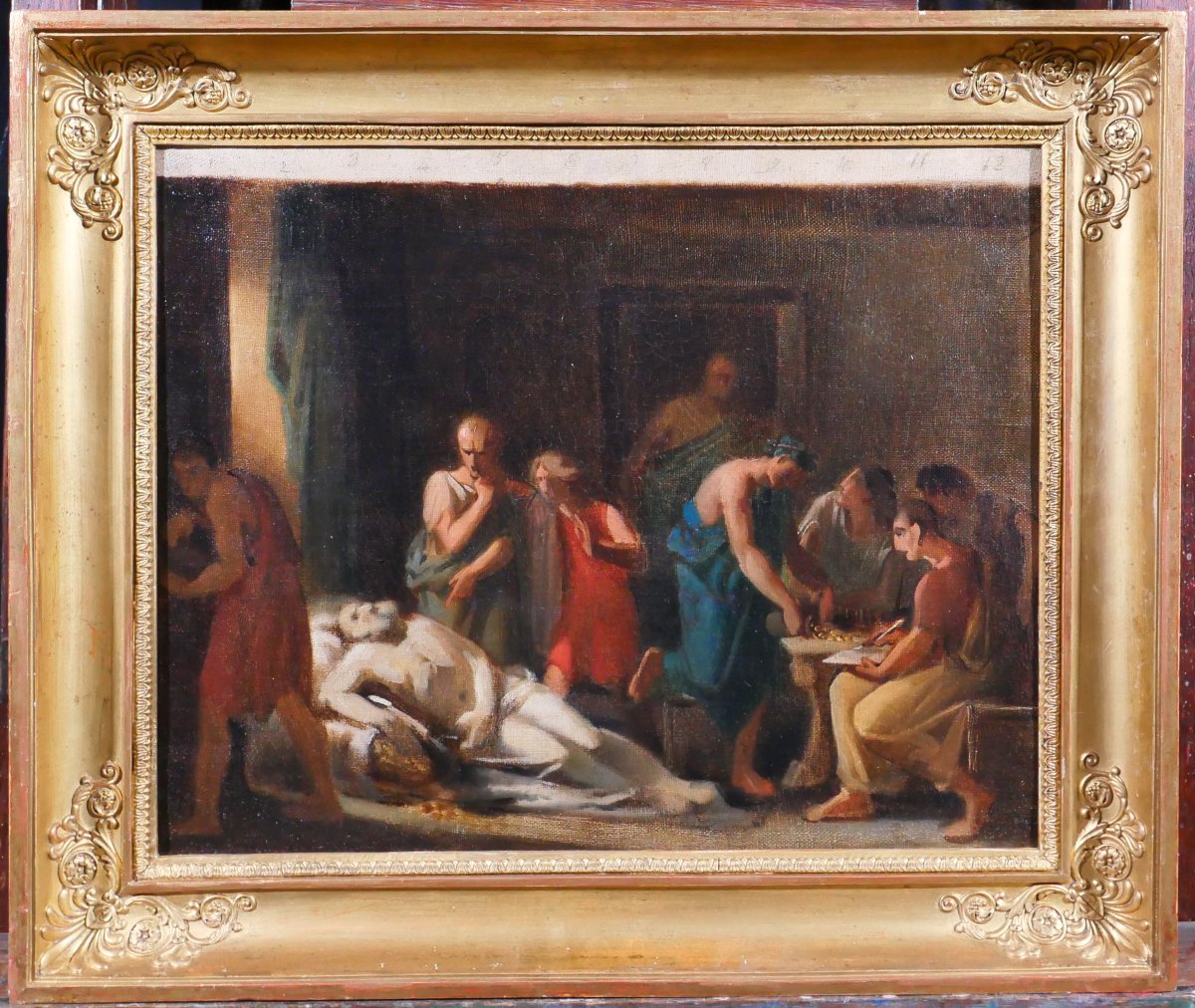 Edouard SAIN 1830-1910 Scène antique, tableau, vers 1850, esquisse, romantisme Antiquité Rome-photo-2