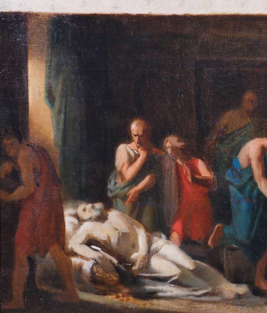 Edouard SAIN 1830-1910 Scène antique, tableau, vers 1850, esquisse, romantisme Antiquité Rome-photo-3