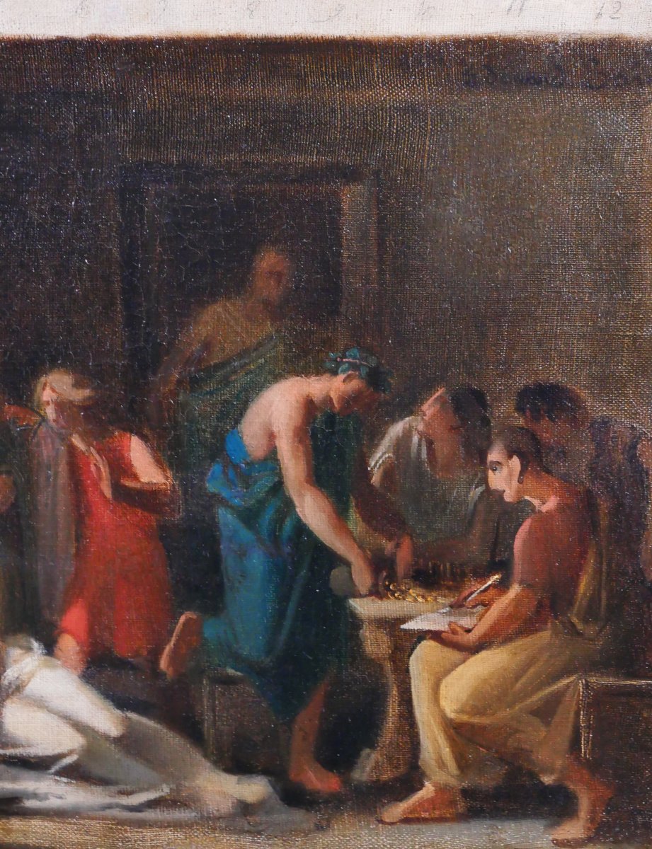 Edouard SAIN 1830-1910 Scène antique, tableau, vers 1850, esquisse, romantisme Antiquité Rome-photo-4