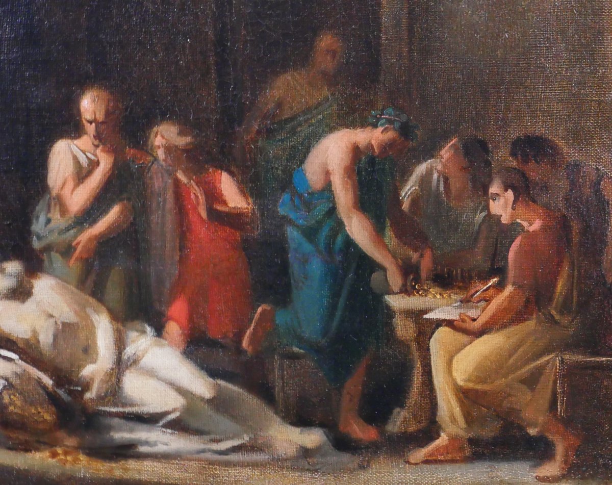 Edouard SAIN 1830-1910 Scène antique, tableau, vers 1850, esquisse, romantisme Antiquité Rome-photo-3