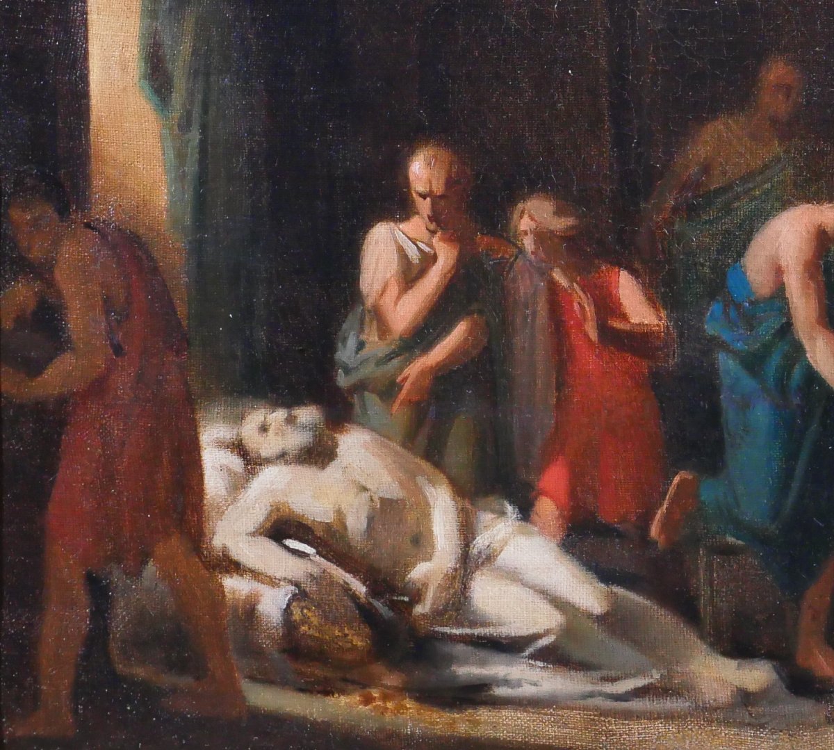 Edouard SAIN 1830-1910 Scène antique, tableau, vers 1850, esquisse, romantisme Antiquité Rome-photo-4