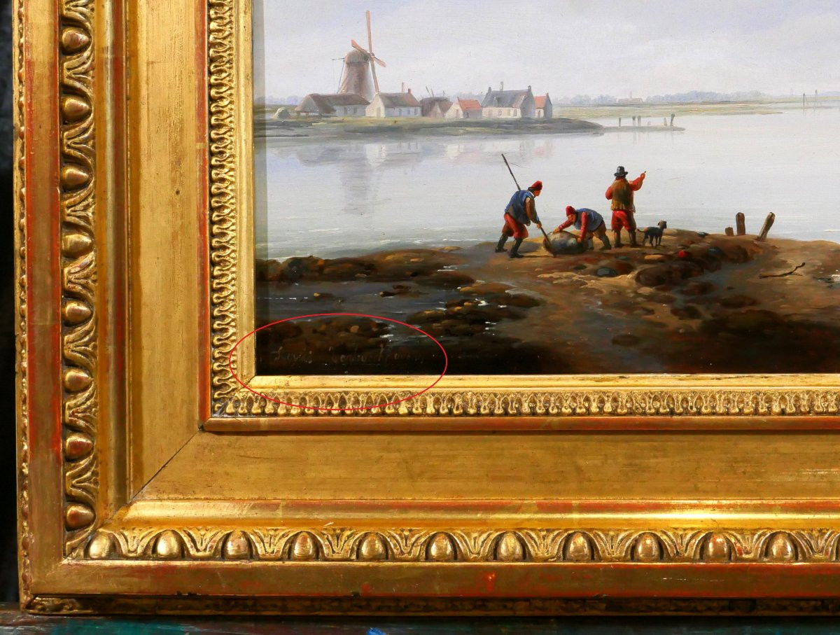 Louis VERBOECKHOVEN 1802-1889 Bateaux hollandais en mer, tableau marine romantisme Pays-Bas-photo-5