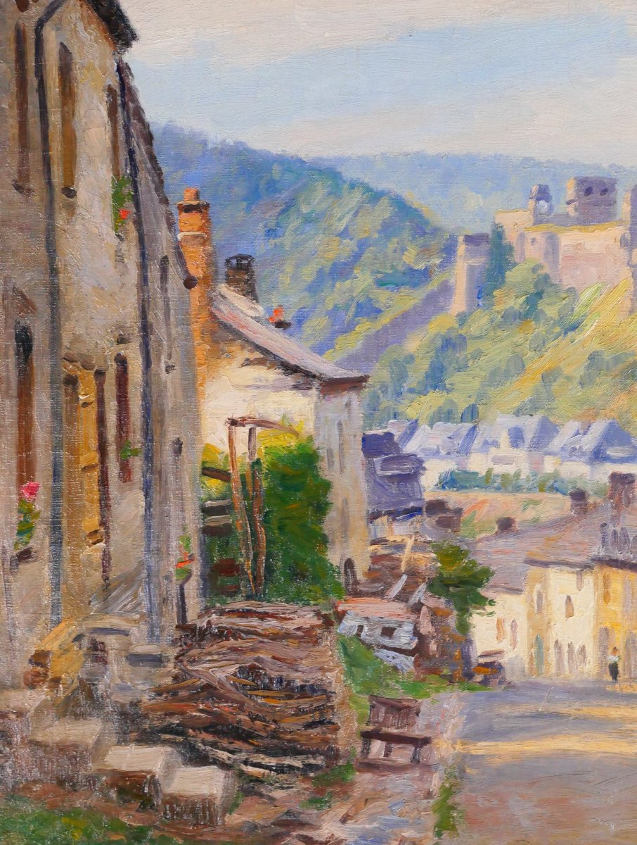 Constant Duval 1877-1956 Belgique, le chateau de Bouillon, Ardennes, tableau paysage-photo-3
