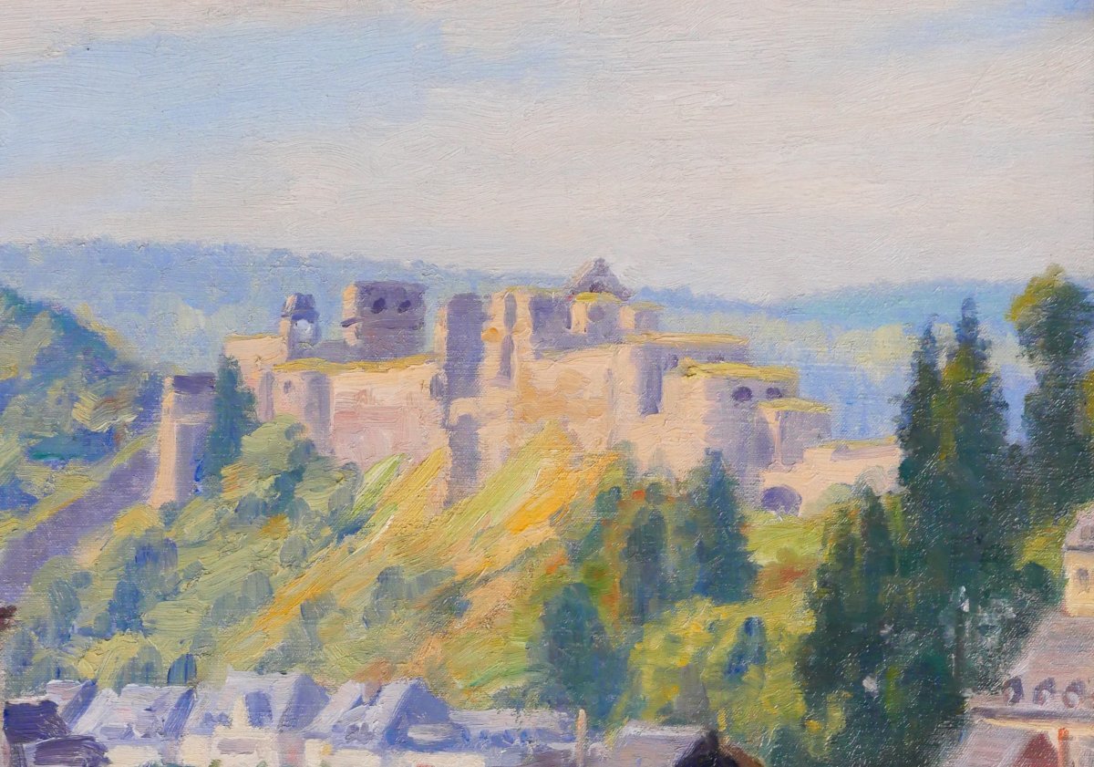 Constant Duval 1877-1956 Belgique, le chateau de Bouillon, Ardennes, tableau paysage-photo-2
