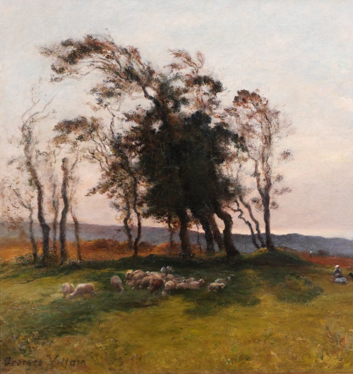 Georges VILLAIN  1854-1930 Normandie, Etretat, paysage aux arbres, tableau, vers 1890-1900-photo-3