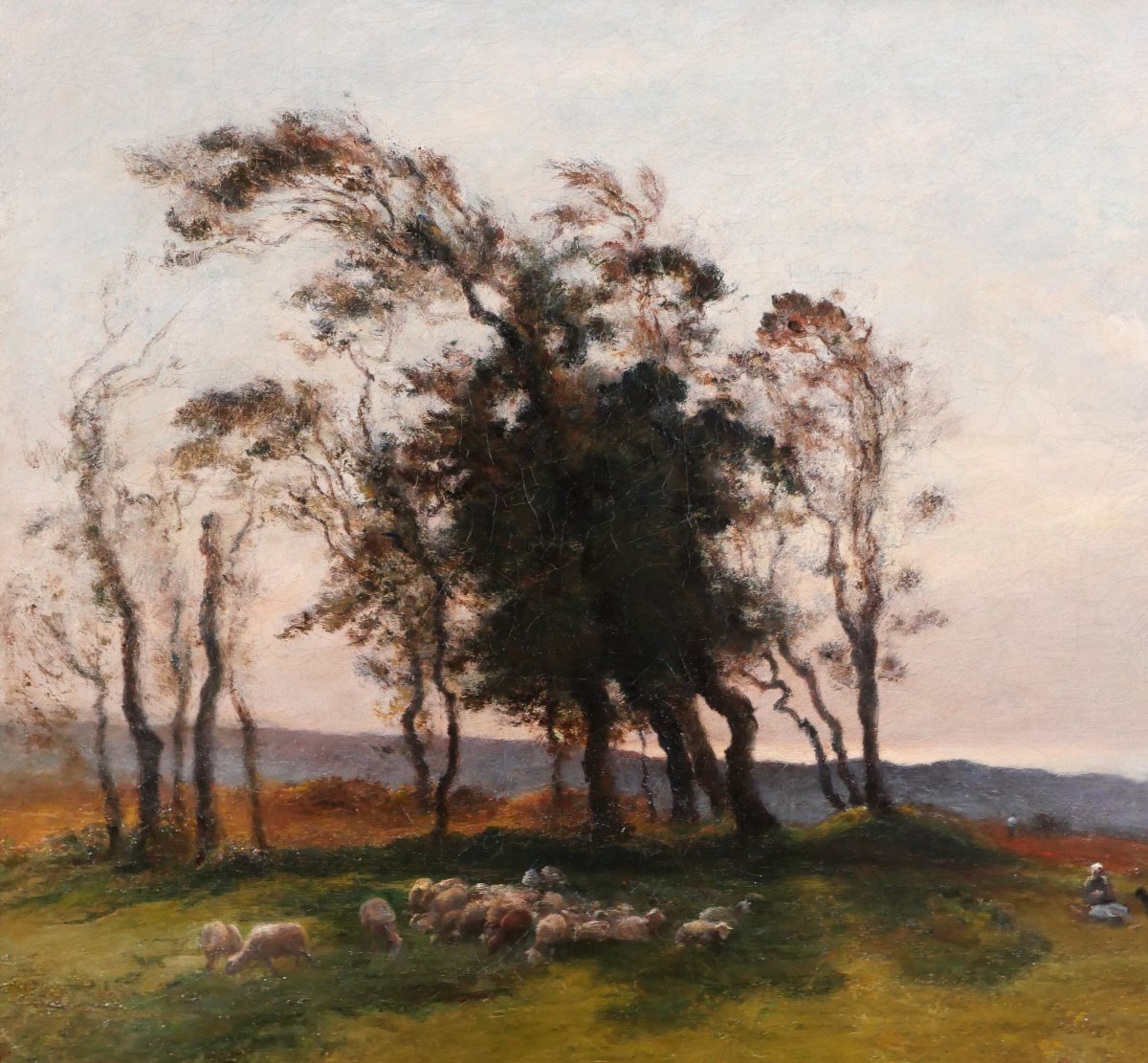 Georges VILLAIN  1854-1930 Normandie, Etretat, paysage aux arbres, tableau, vers 1890-1900-photo-1