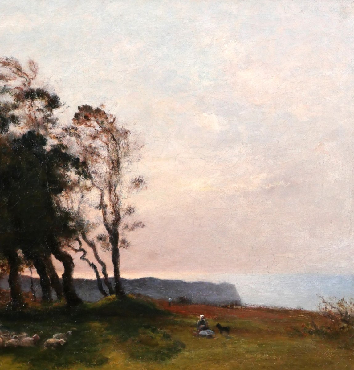 Georges VILLAIN  1854-1930 Normandie, Etretat, paysage aux arbres, tableau, vers 1890-1900-photo-2
