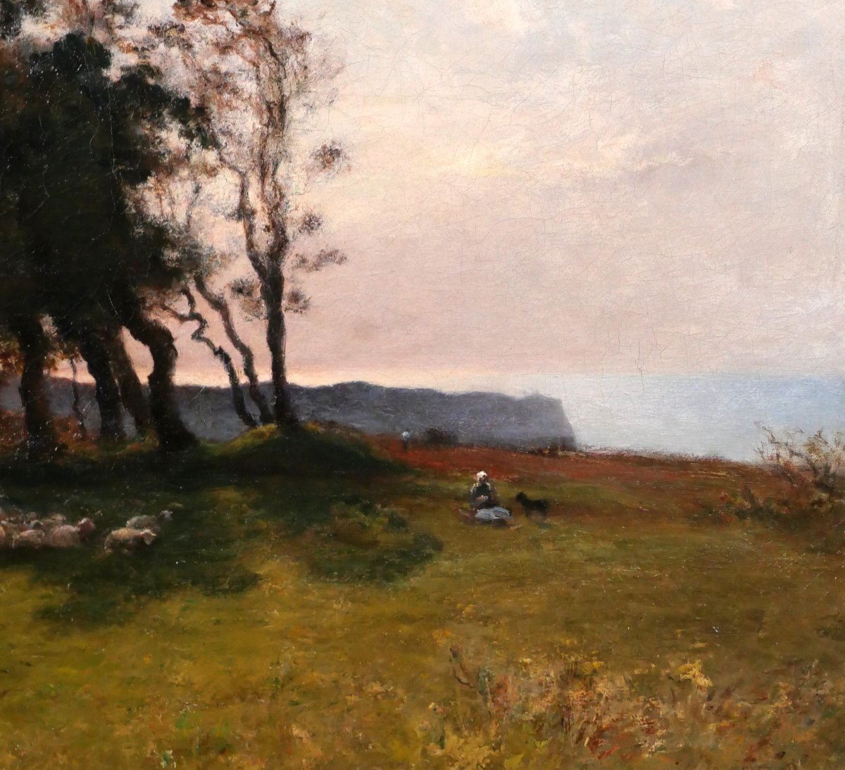 Georges VILLAIN  1854-1930 Normandie, Etretat, paysage aux arbres, tableau, vers 1890-1900-photo-3