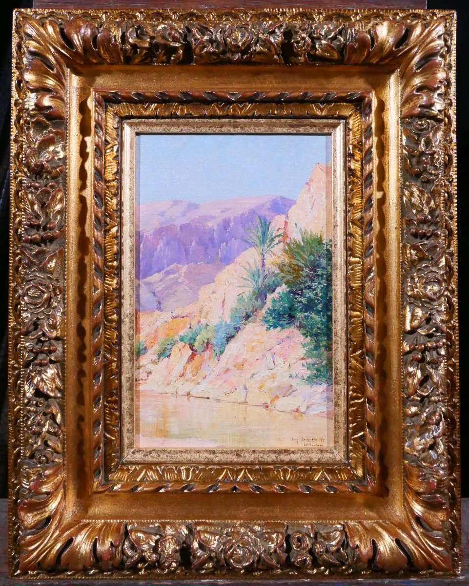 Eugènes Deshayes 1862-1939 Algérie, El Kantara, tableau 1897 paysage orientalisme-photo-2