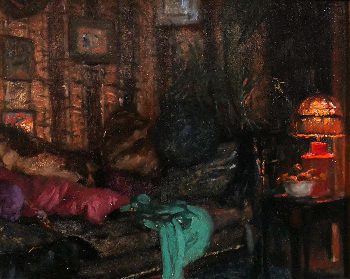 Léonce De Joncières 1871-1952 The Unmade Bed, Bedroom In Intimacy, Painting 1923 Interior-photo-2