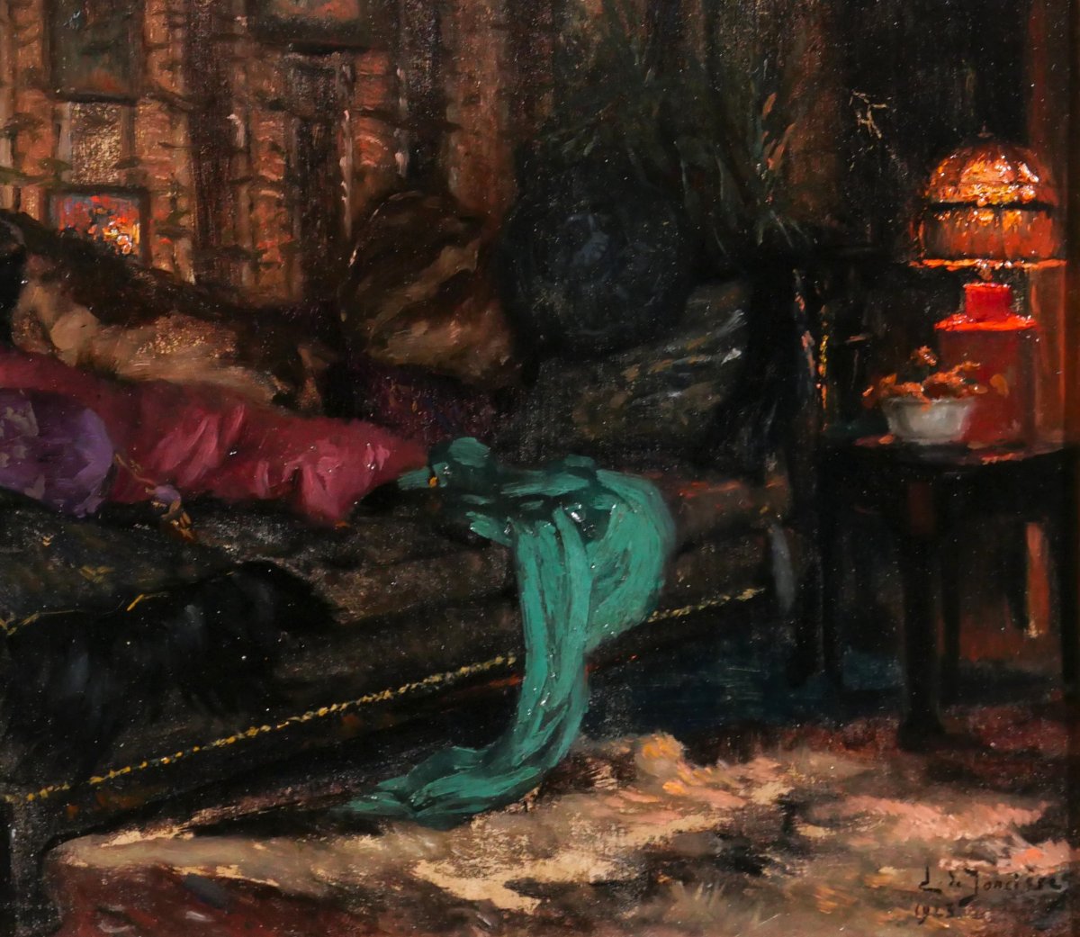 Léonce De Joncières 1871-1952 The Unmade Bed, Bedroom In Intimacy, Painting 1923 Interior-photo-3