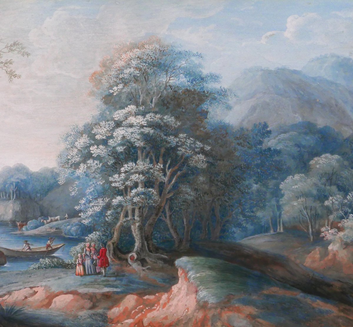 R. Buisson De Baraignie, Drawing 1780 Landscape, Neoclassical Gouache Painting-photo-4