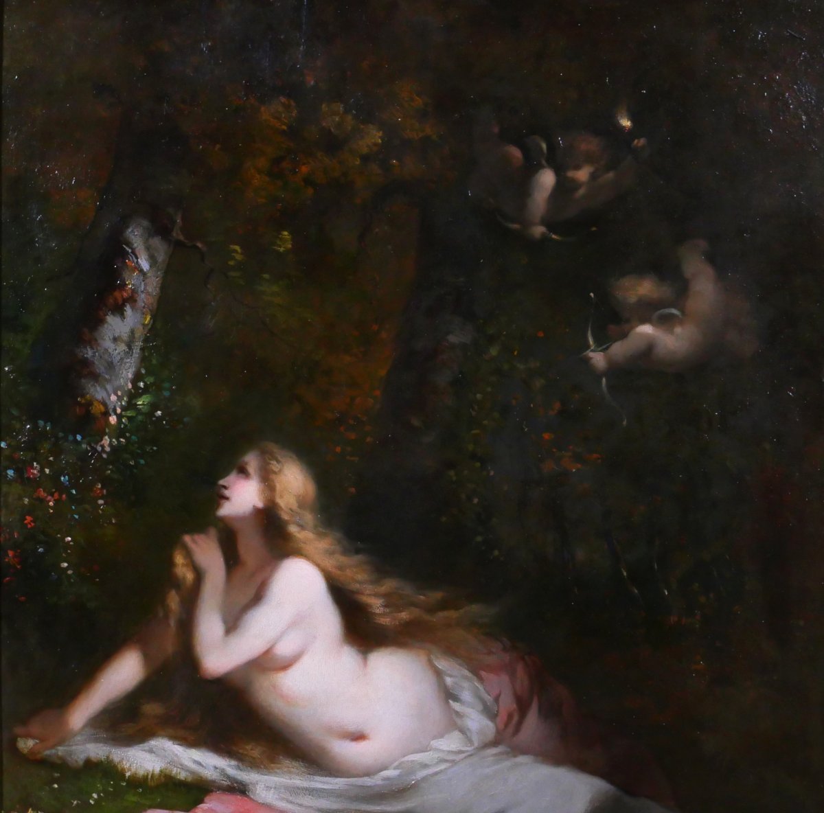 Charles Voillemot 1822-1893 The Awakening Of Spring And Love, Painting, Circa 1860, Nude Woman-photo-3