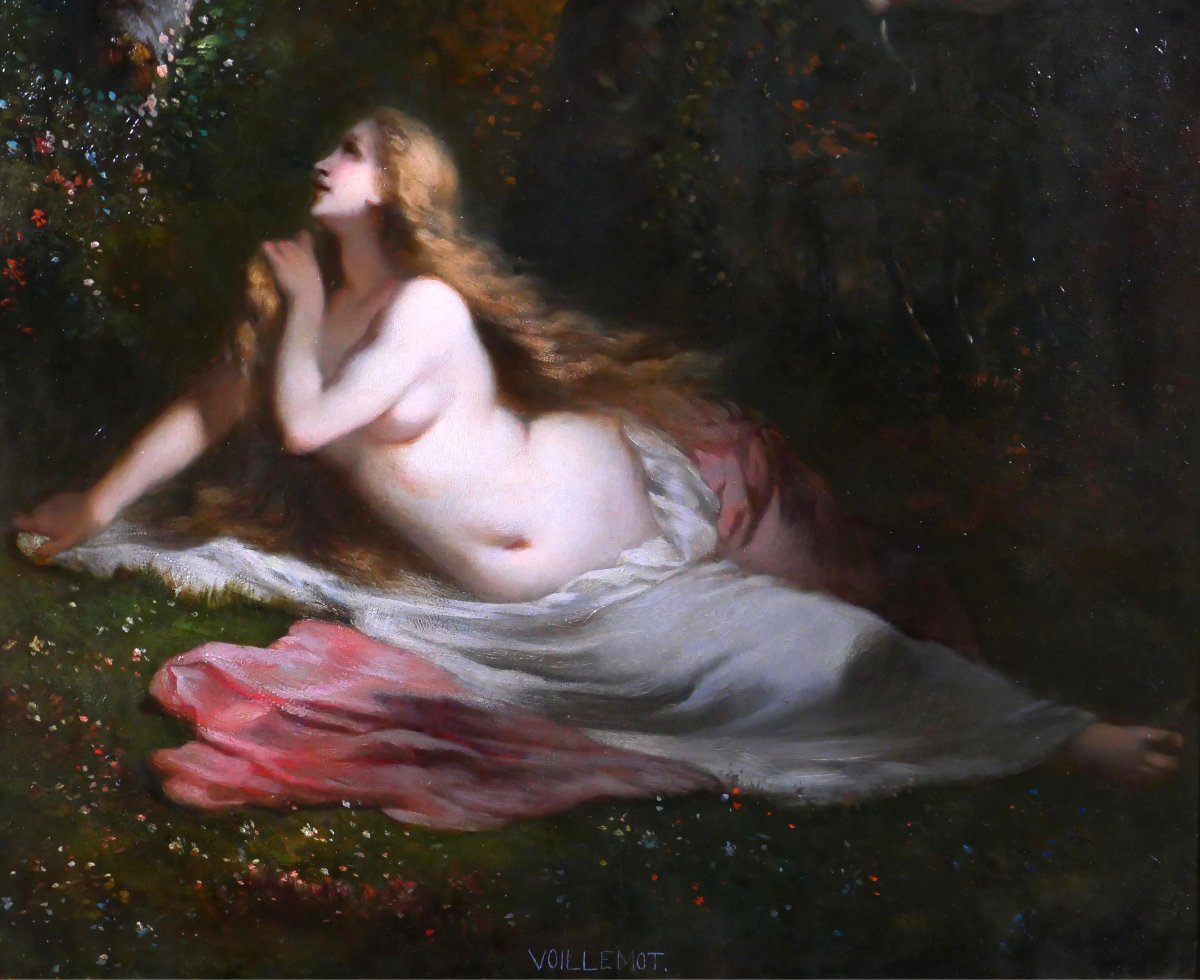 Charles Voillemot 1822-1893 The Awakening Of Spring And Love, Painting, Circa 1860, Nude Woman-photo-4