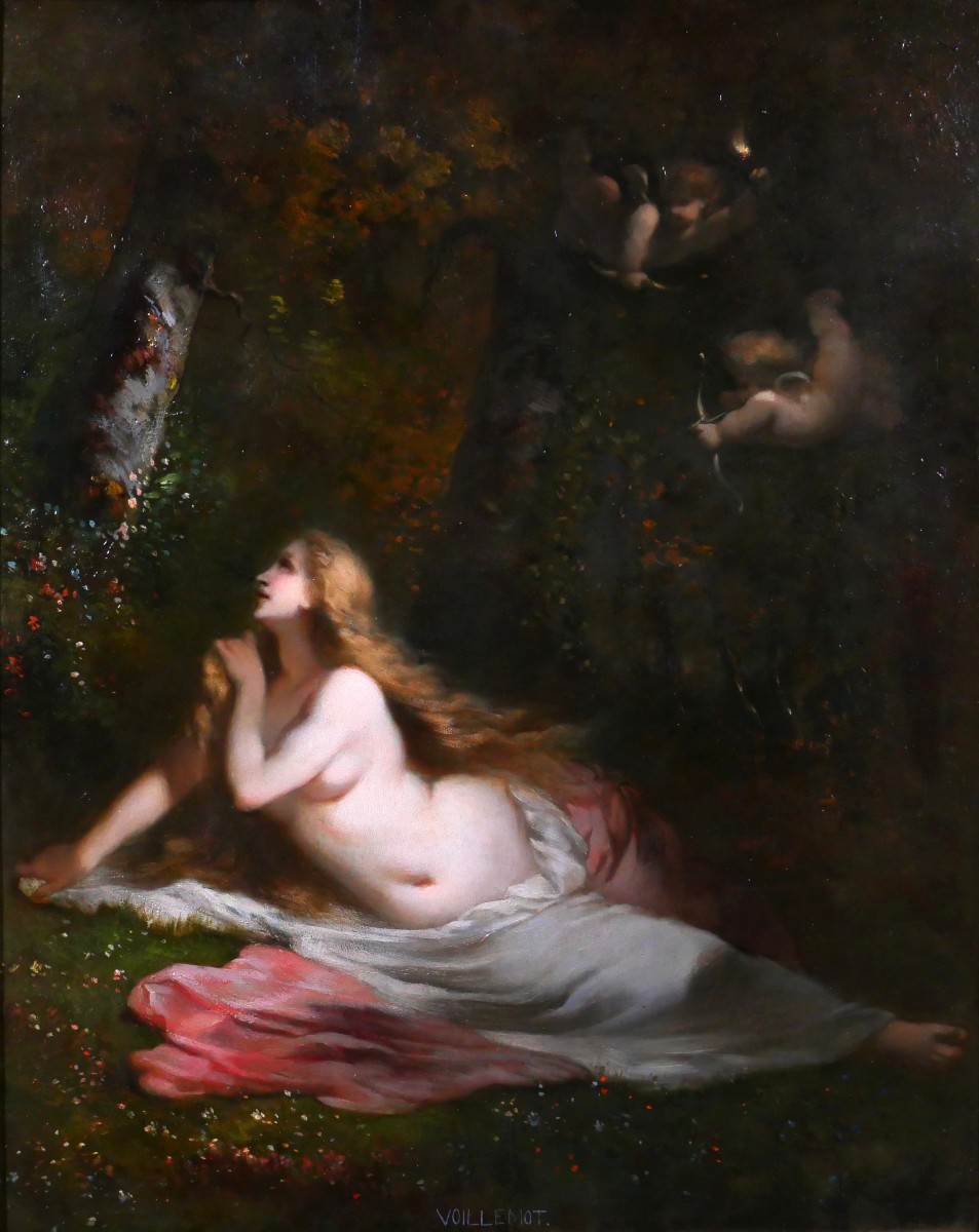 Charles Voillemot 1822-1893 The Awakening Of Spring And Love, Painting, Circa 1860, Nude Woman