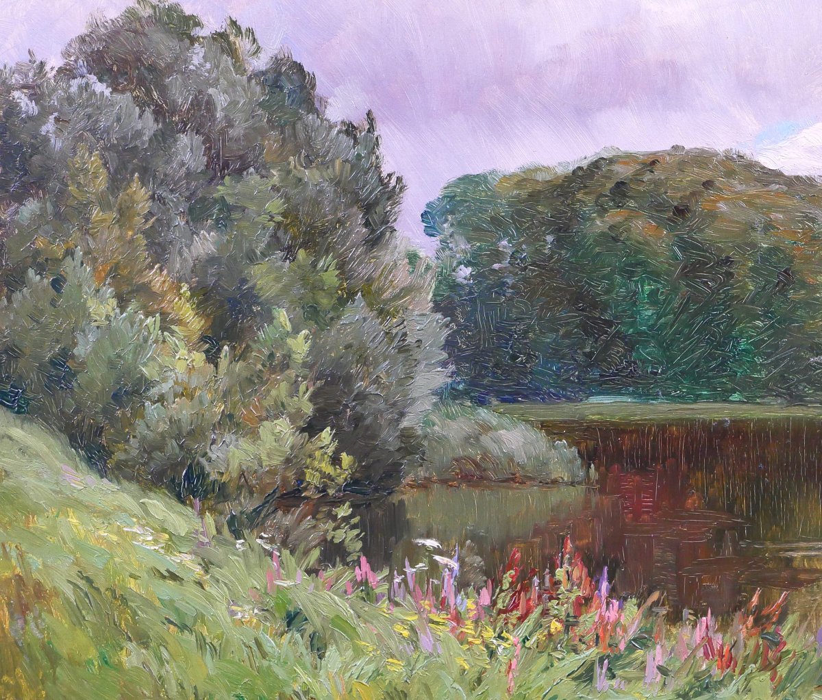 Ernest Couronneau, Triel-sur-Seine, 1890-1900 paysage aux arbres, Seine, impressionnisme-photo-3