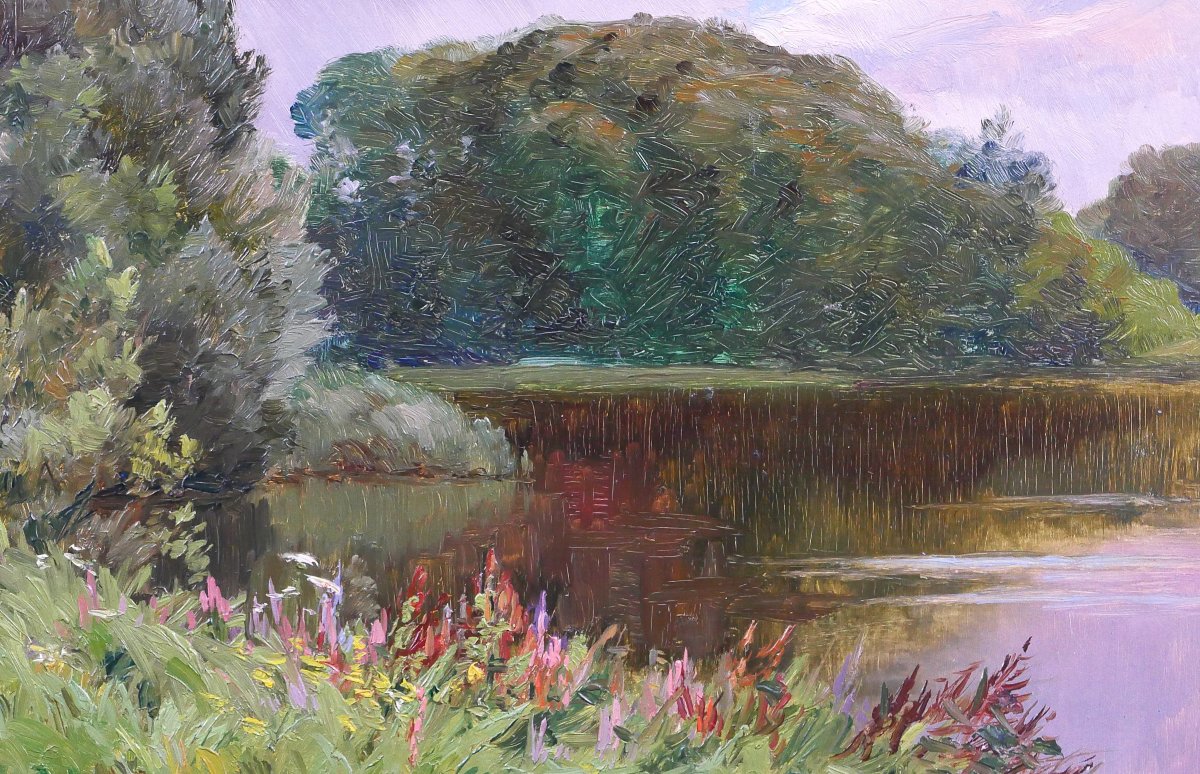 Ernest Couronneau, Triel-sur-Seine, 1890-1900 paysage aux arbres, Seine, impressionnisme-photo-3