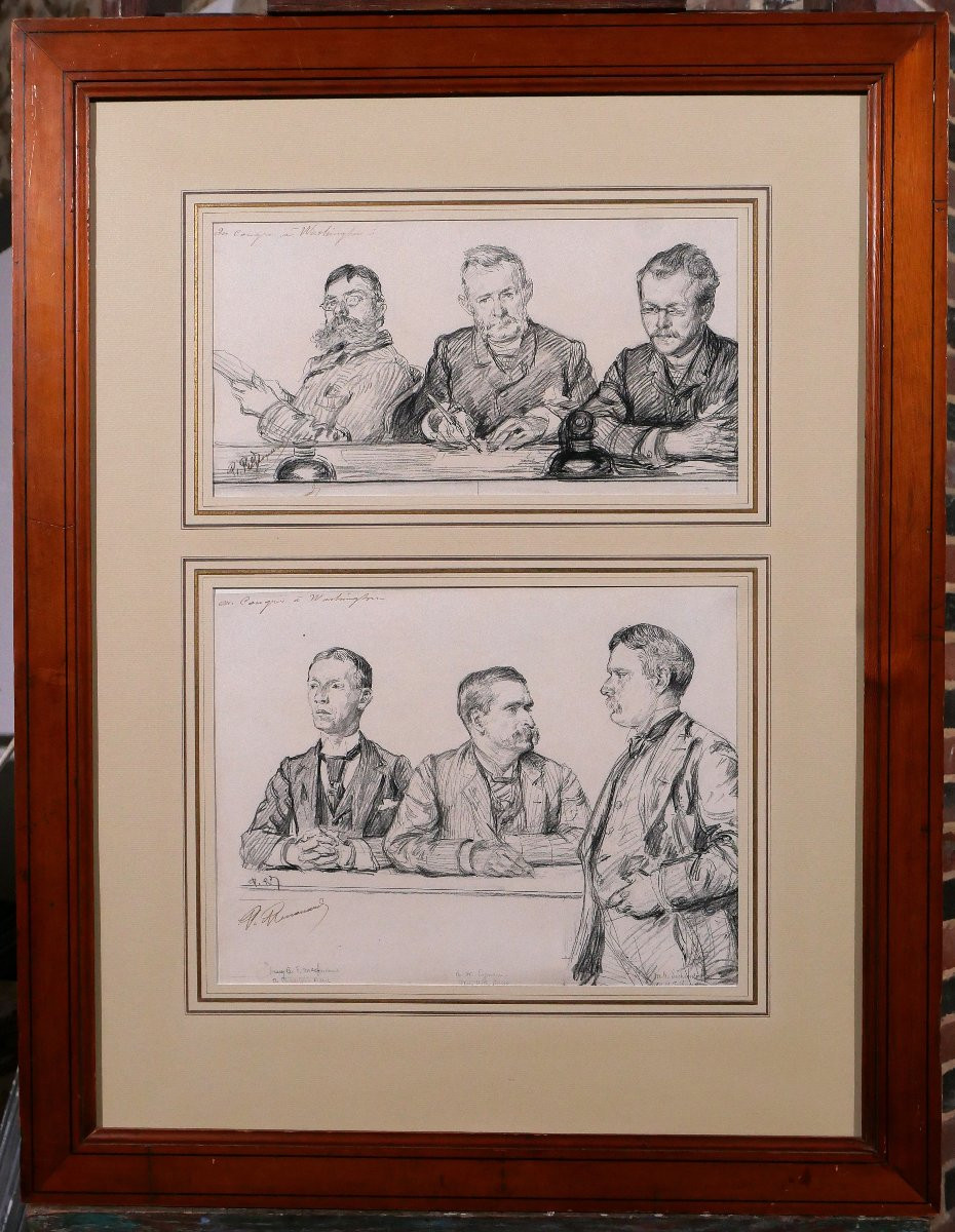 Paul Renouard 1845-1924 Portraits Of Men, United States Congress In Washington, Drawing And Painting-photo-2
