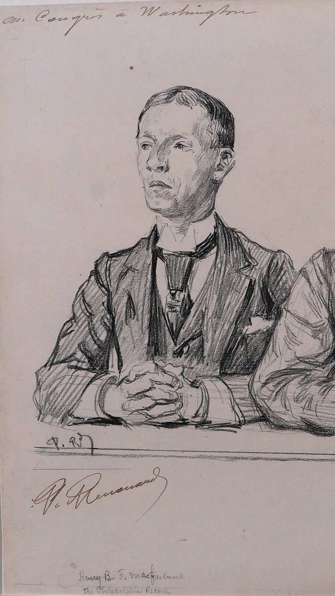 Paul Renouard 1845-1924 Portraits Of Men, United States Congress In Washington, Drawing And Painting-photo-4