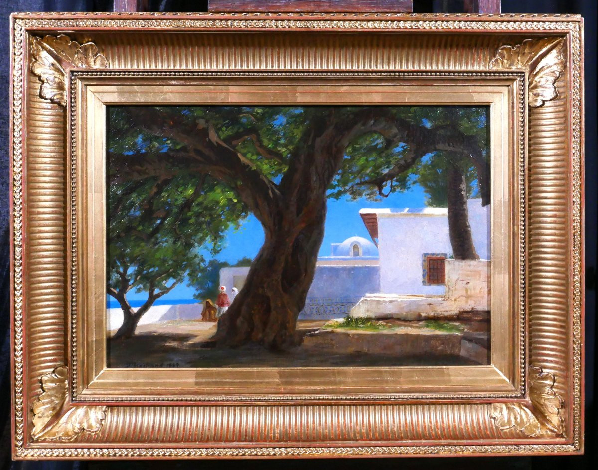 Emile-pierre Bertrand, Orientalist Landscape With Tree, Painting, 1889 Tunisia Morocco Algeria-photo-2