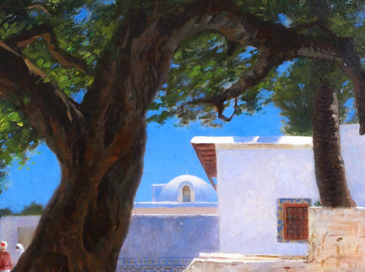 Emile-pierre Bertrand, Orientalist Landscape With Tree, Painting, 1889 Tunisia Morocco Algeria-photo-2