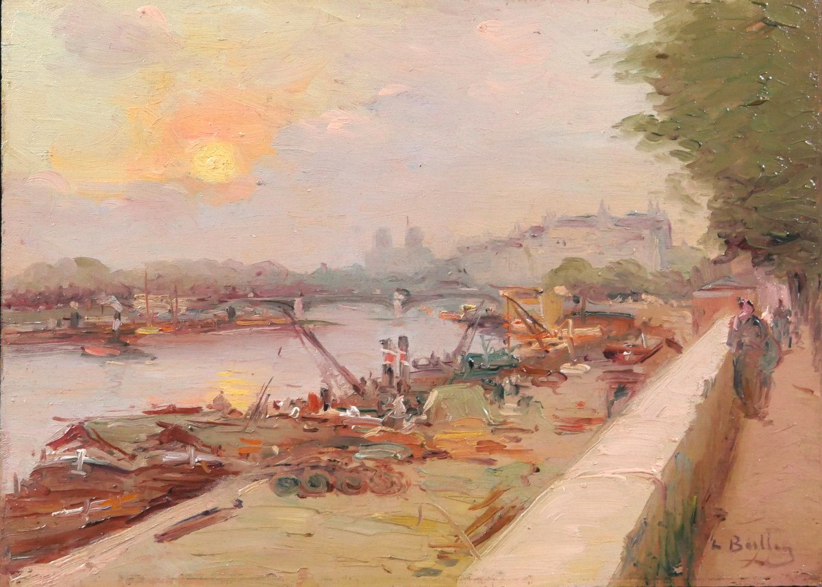 Léon BALLIN 19-20e Paris, le Pont-Neuf et la Seine, paysage, tableau vers 1890-1900