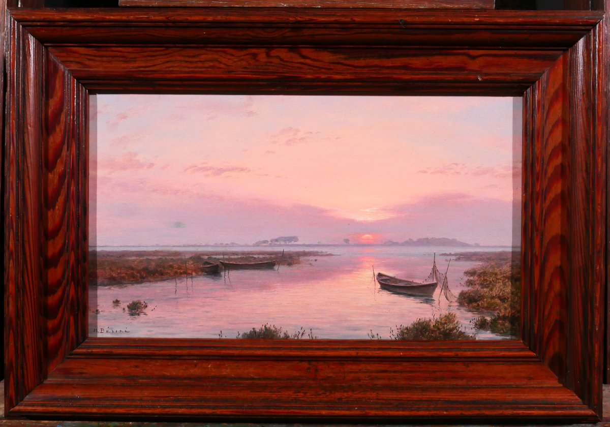Henri Bésiné 1899-1976 Maguelone, Hérault, Sunset Landscape, Circa 1930 Montpellier-photo-2