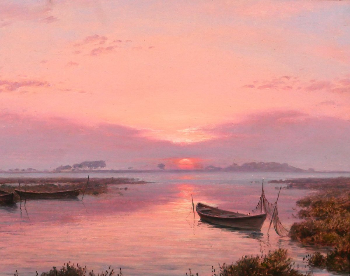 Henri Bésiné 1899-1976 Maguelone, Hérault, Sunset Landscape, Circa 1930 Montpellier-photo-4