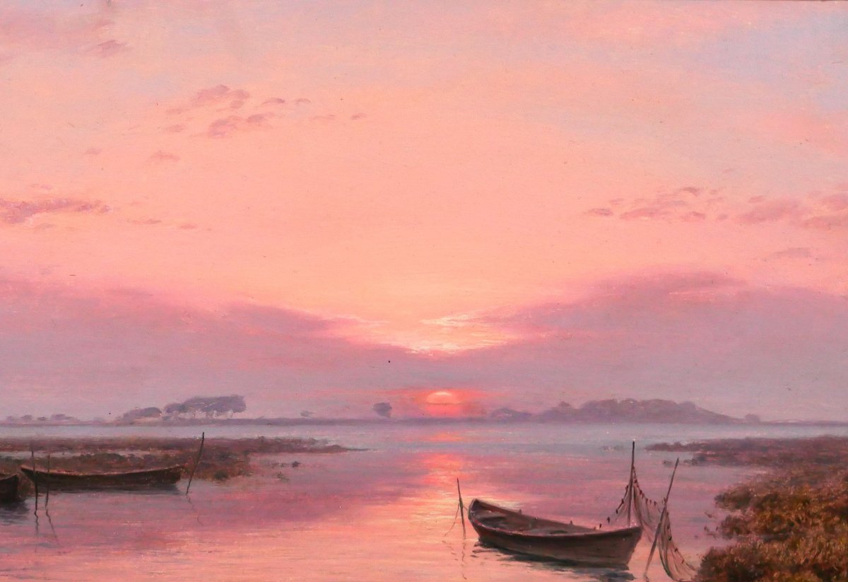 Henri Bésiné 1899-1976 Maguelone, Hérault, Sunset Landscape, Circa 1930 Montpellier-photo-2