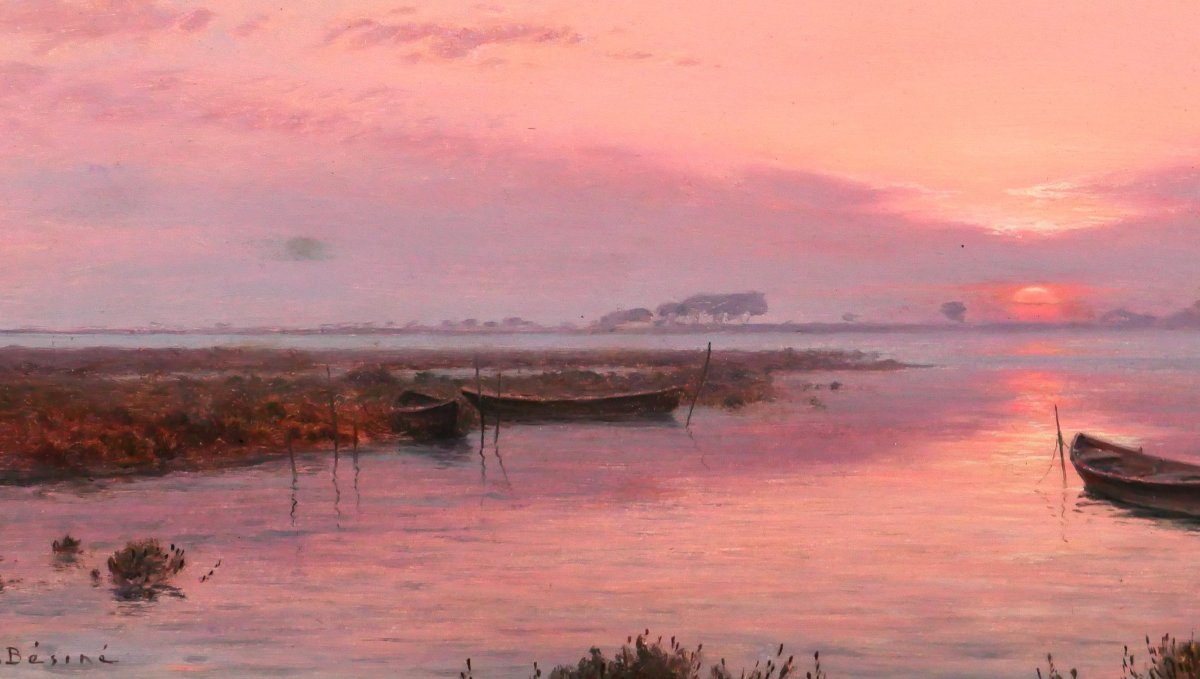 Henri Bésiné 1899-1976 Maguelone, Hérault, Sunset Landscape, Circa 1930 Montpellier-photo-4