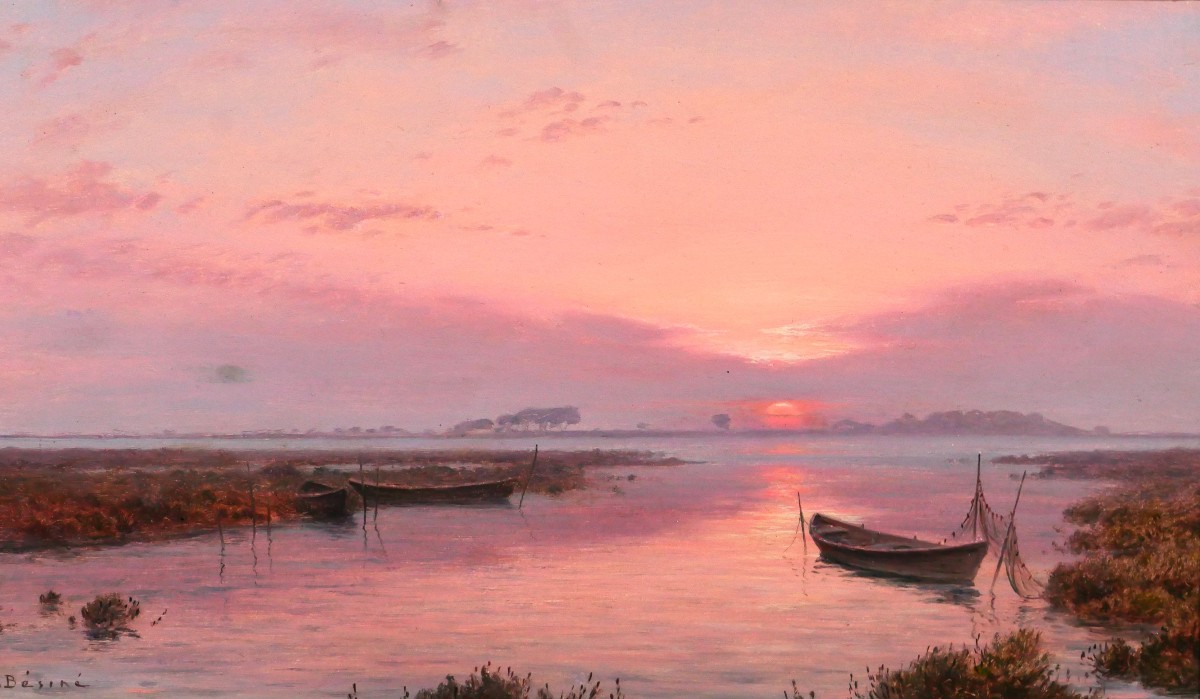 Henri Bésiné 1899-1976 Maguelone, Hérault, Sunset Landscape, Circa 1930 Montpellier