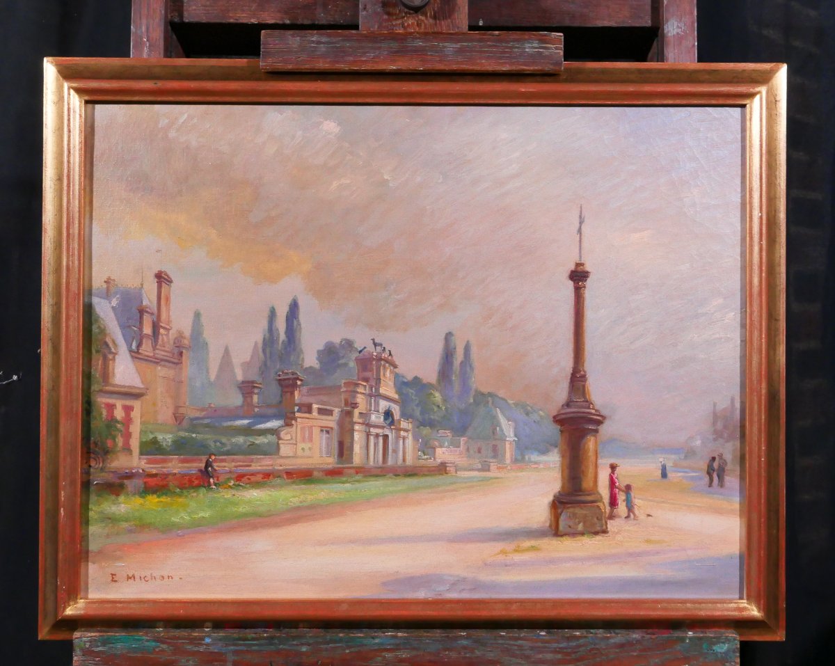 Edouard Michon, 1860-1943 Anet, paysage au château, tableau vers 1910-20 Eure-et-Loir Dreux-photo-2