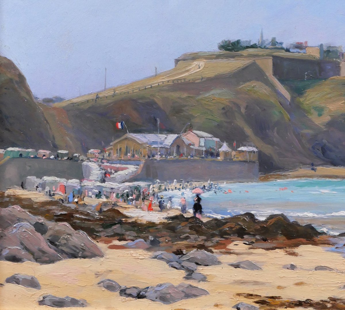 Ernest COURONNEAU, Granville, Normandie, paysage, tableau 1890-1900, impressionnisme mer plage-photo-3