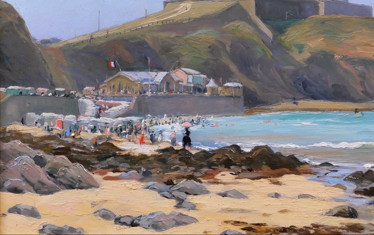 Ernest COURONNEAU, Granville, Normandie, paysage, tableau 1890-1900, impressionnisme mer plage-photo-4