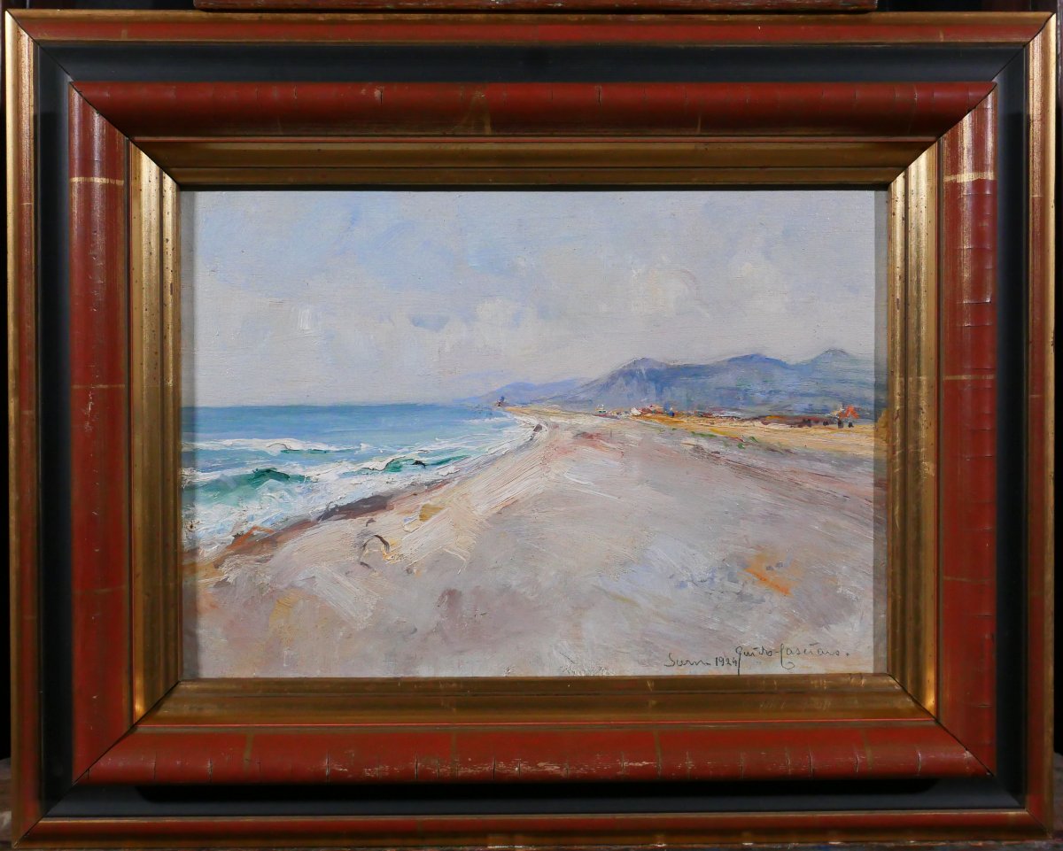 Guido Casciaro 1900-1963 Scerne, paysage de l'Adriatique, 1924 Italie Napoli mer plage tableau-photo-2