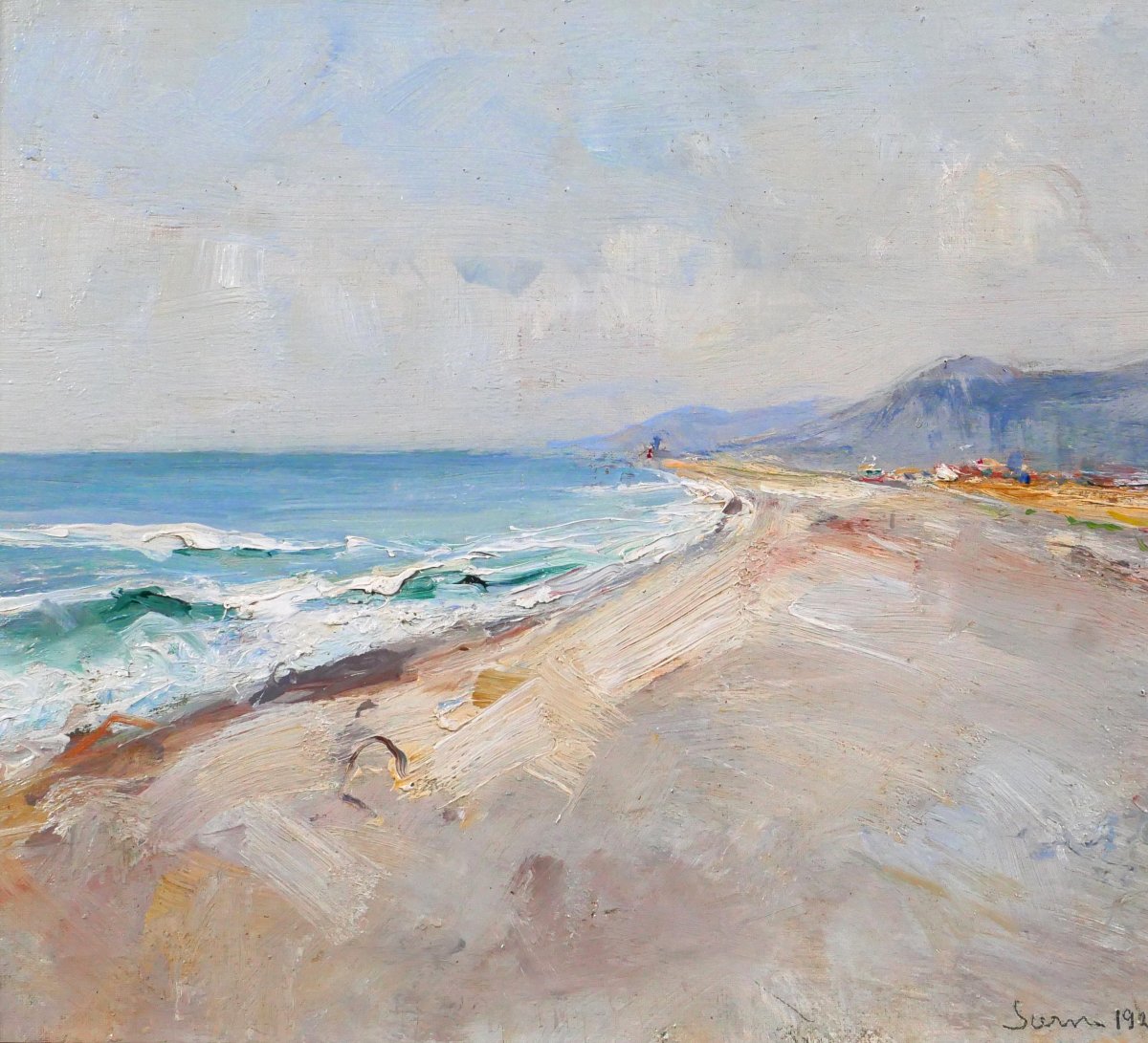 Guido Casciaro 1900-1963 Scerne, paysage de l'Adriatique, 1924 Italie Napoli mer plage tableau-photo-3