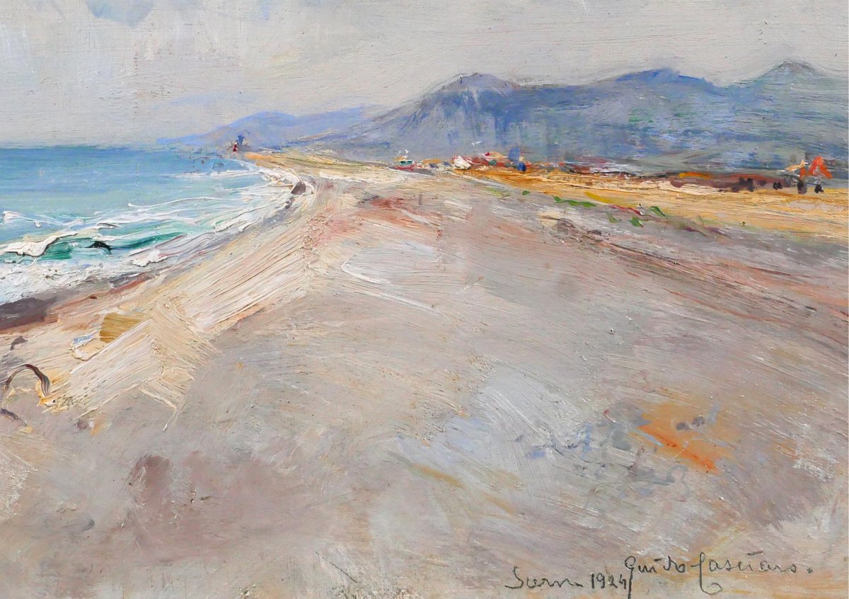 Guido Casciaro 1900-1963 Scerne, paysage de l'Adriatique, 1924 Italie Napoli mer plage tableau-photo-3