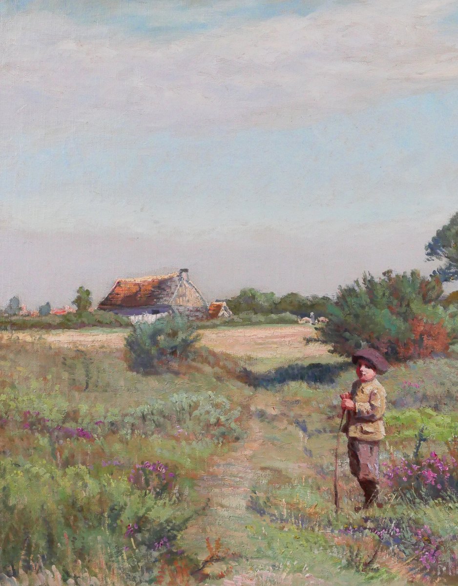 Edouard Auguste Ragu 1847-1923 Sologne Landscape With Heather, Painting 1894 Loir-et-cher-photo-3
