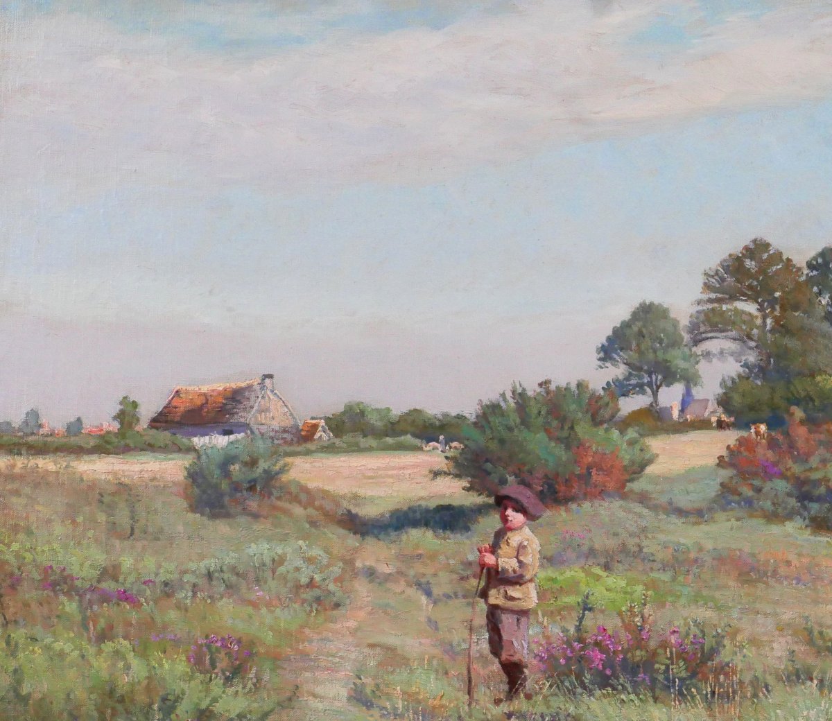 Edouard Auguste Ragu 1847-1923 Sologne Landscape With Heather, Painting 1894 Loir-et-cher-photo-1