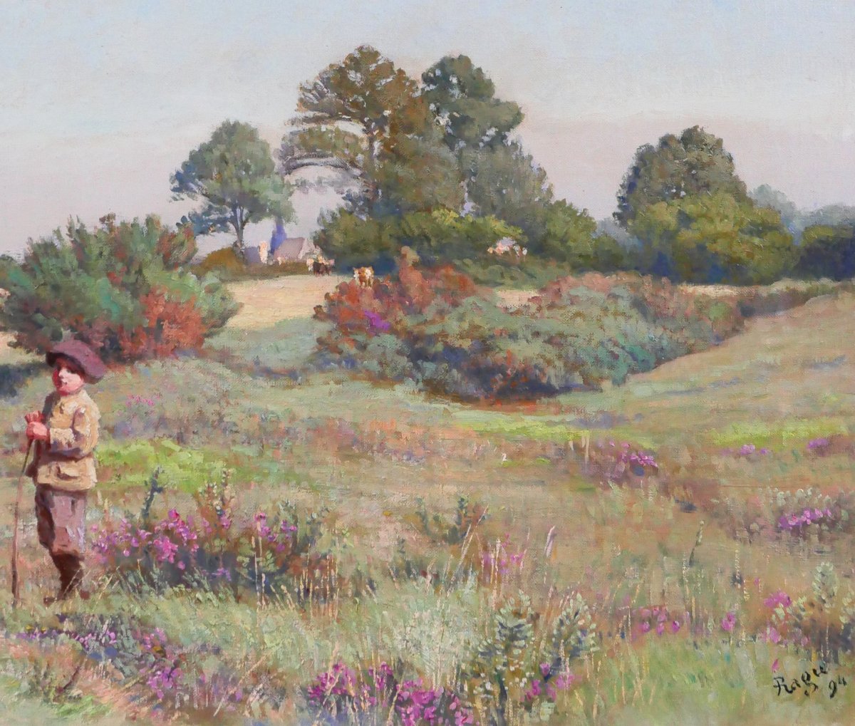 Edouard Auguste Ragu 1847-1923 Sologne Landscape With Heather, Painting 1894 Loir-et-cher-photo-3