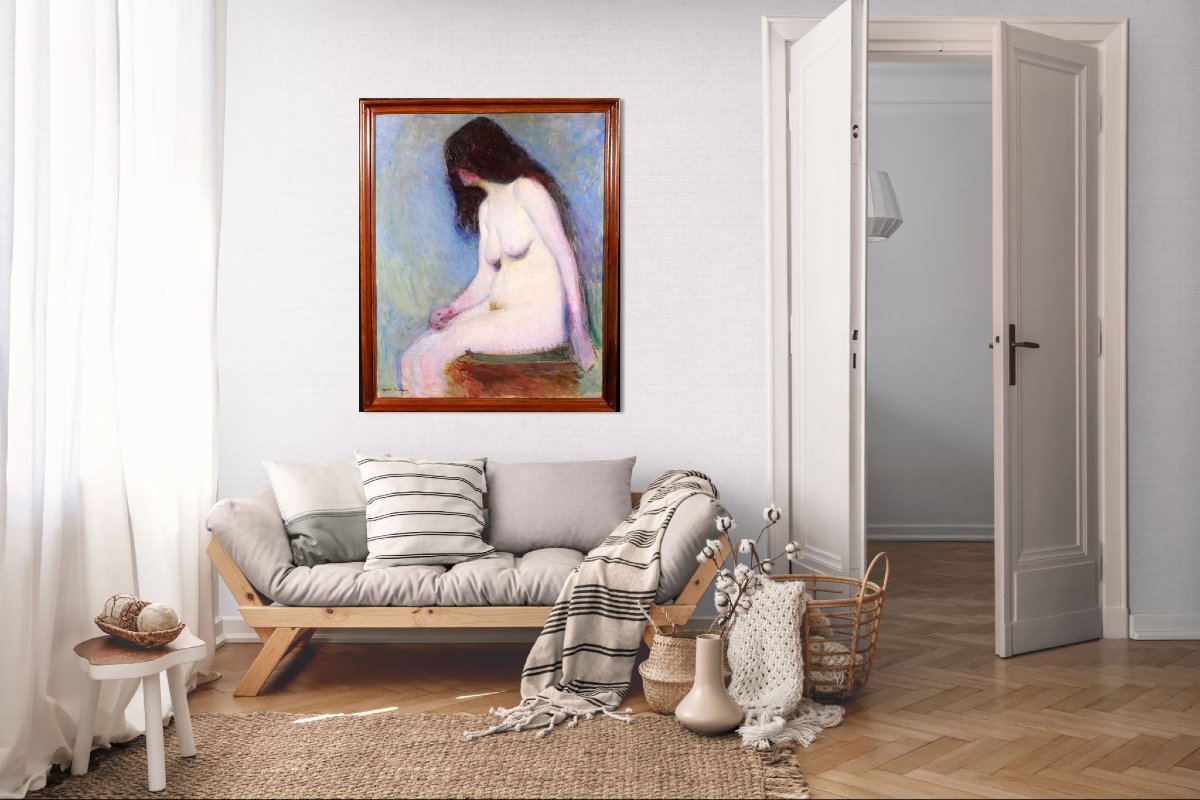 Marius Chambon 1876-1962 Nude Woman, Study In Blue And Mauve, Large Painting 1910 Impressionism-photo-3