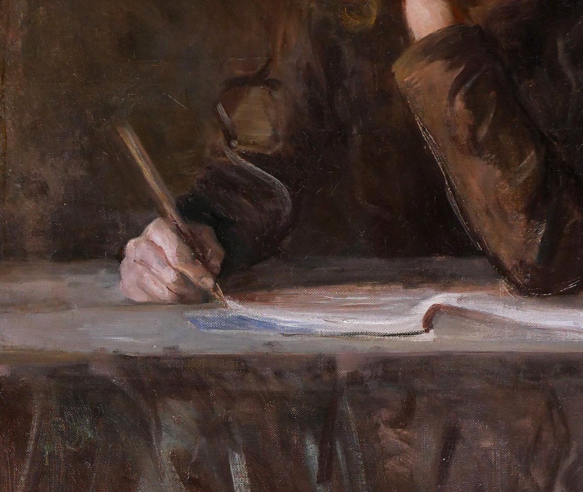 Alice BAILLY 1872-1938 Portrait d'enfant rêvassant, tableau, 1901 Suisse Albert Anker Vevey-photo-4