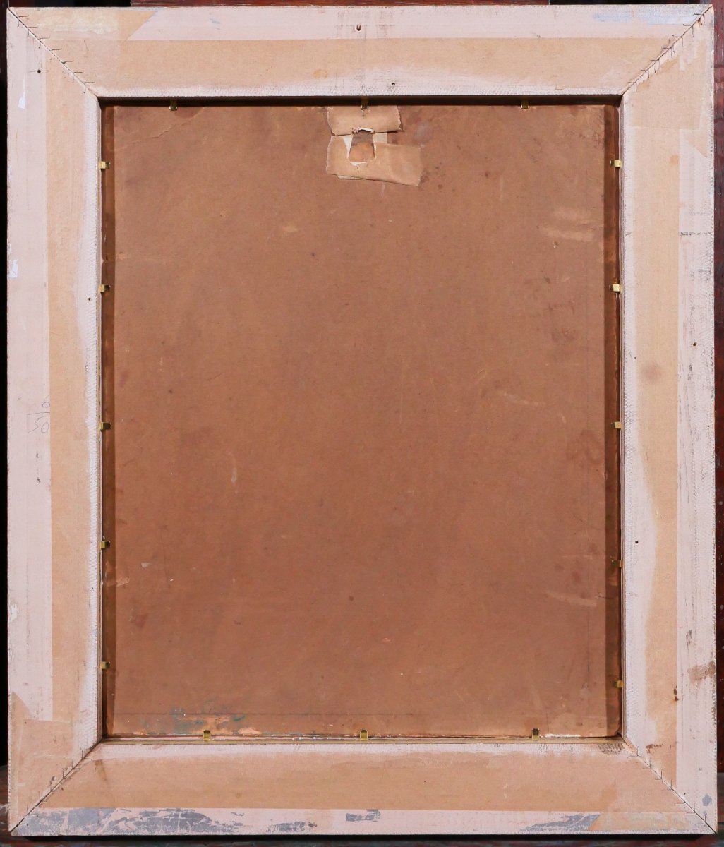 Annie Augé 20th Portrait Of A Woman With Mirror And Mask, Painting 1939 Art Deco-photo-2