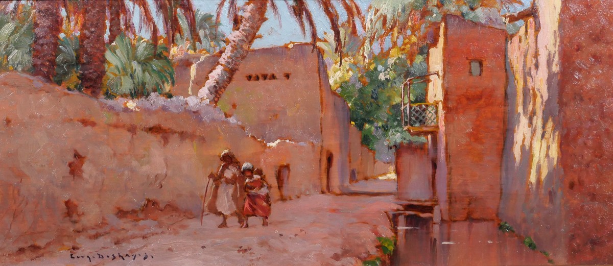 Eugène Deshayes 1862-1939 Algeria, Landscape, Orientalist Painting Circa 1900 Orientalism