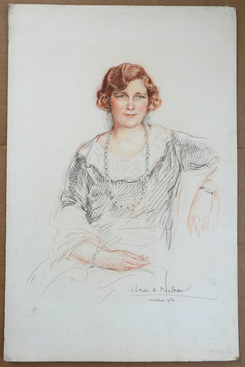 Henri De Nolhac 1884-1948 Portrait Of Mrs Hale, Montreal 1932 Woman Quebec Canada-photo-2