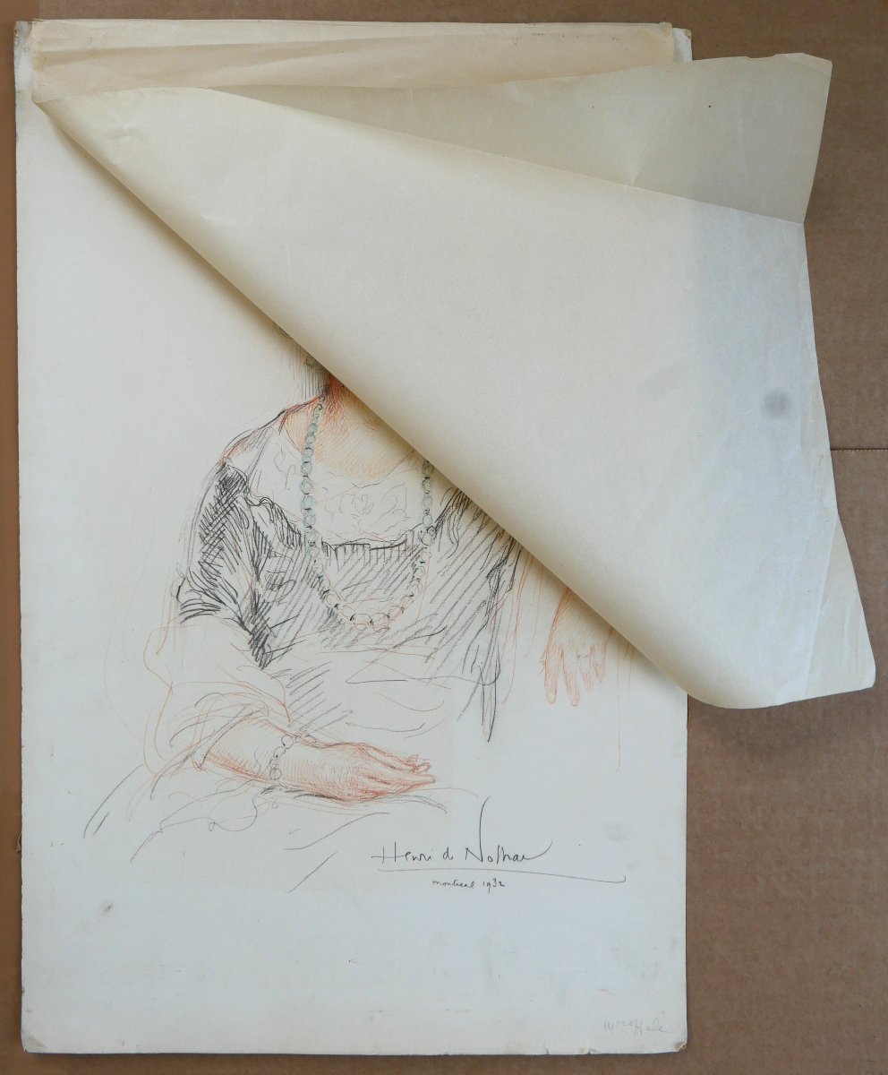 Henri De Nolhac 1884-1948 Portrait Of Mrs Hale, Montreal 1932 Woman Quebec Canada-photo-3